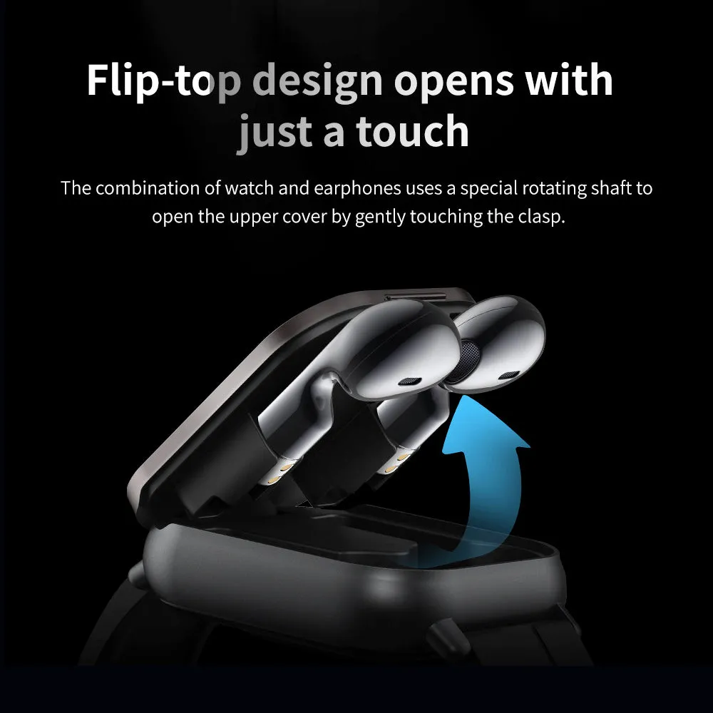 2.01" Headset 2 in 1 Smart Watch BT Call Blue Tooth Headphones Watches Heart Rate Sport Fitness Bracelet TWS Earphone Smartwatch