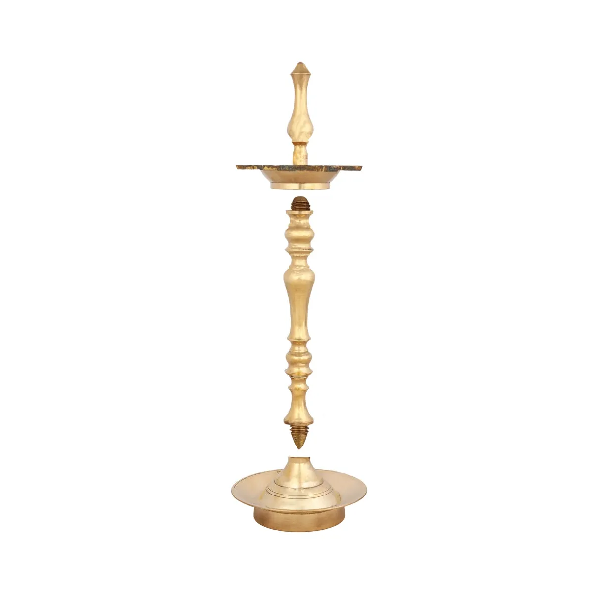 7 Face Lamp - 14 x 7 Inches | Brass Vilakku/ Karaikudi Seven Face Kuthu Vilakku for Pooja/ 980 Gms Approx