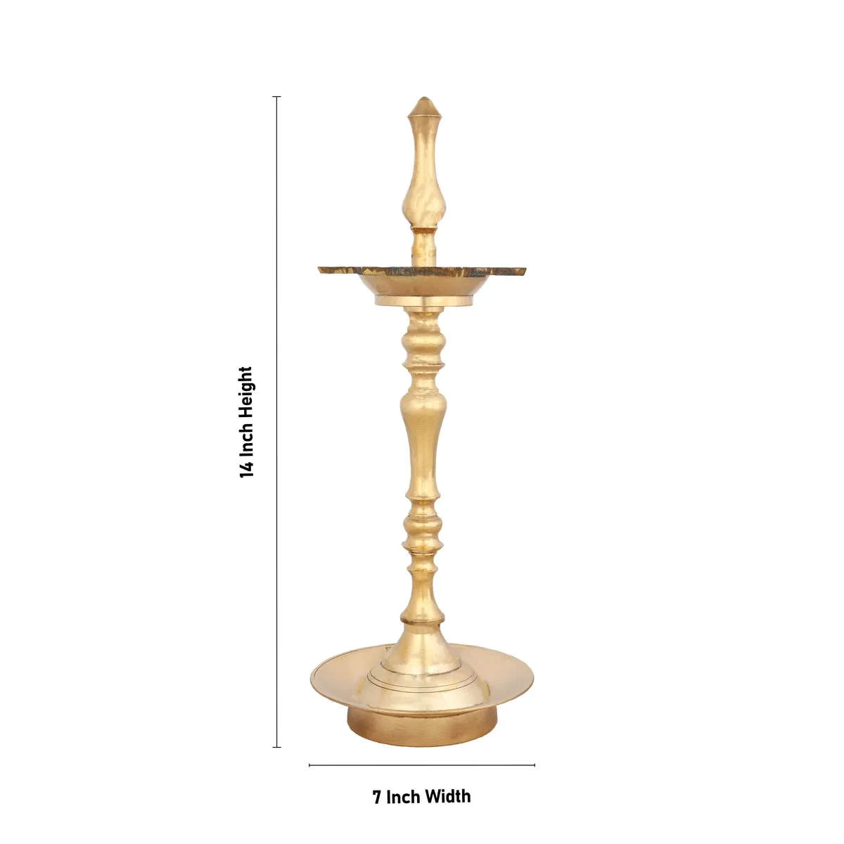 7 Face Lamp - 14 x 7 Inches | Brass Vilakku/ Karaikudi Seven Face Kuthu Vilakku for Pooja/ 980 Gms Approx