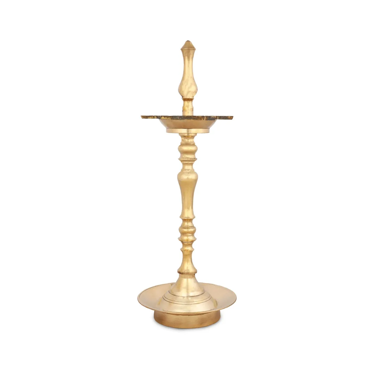 7 Face Lamp - 14 x 7 Inches | Brass Vilakku/ Karaikudi Seven Face Kuthu Vilakku for Pooja/ 980 Gms Approx