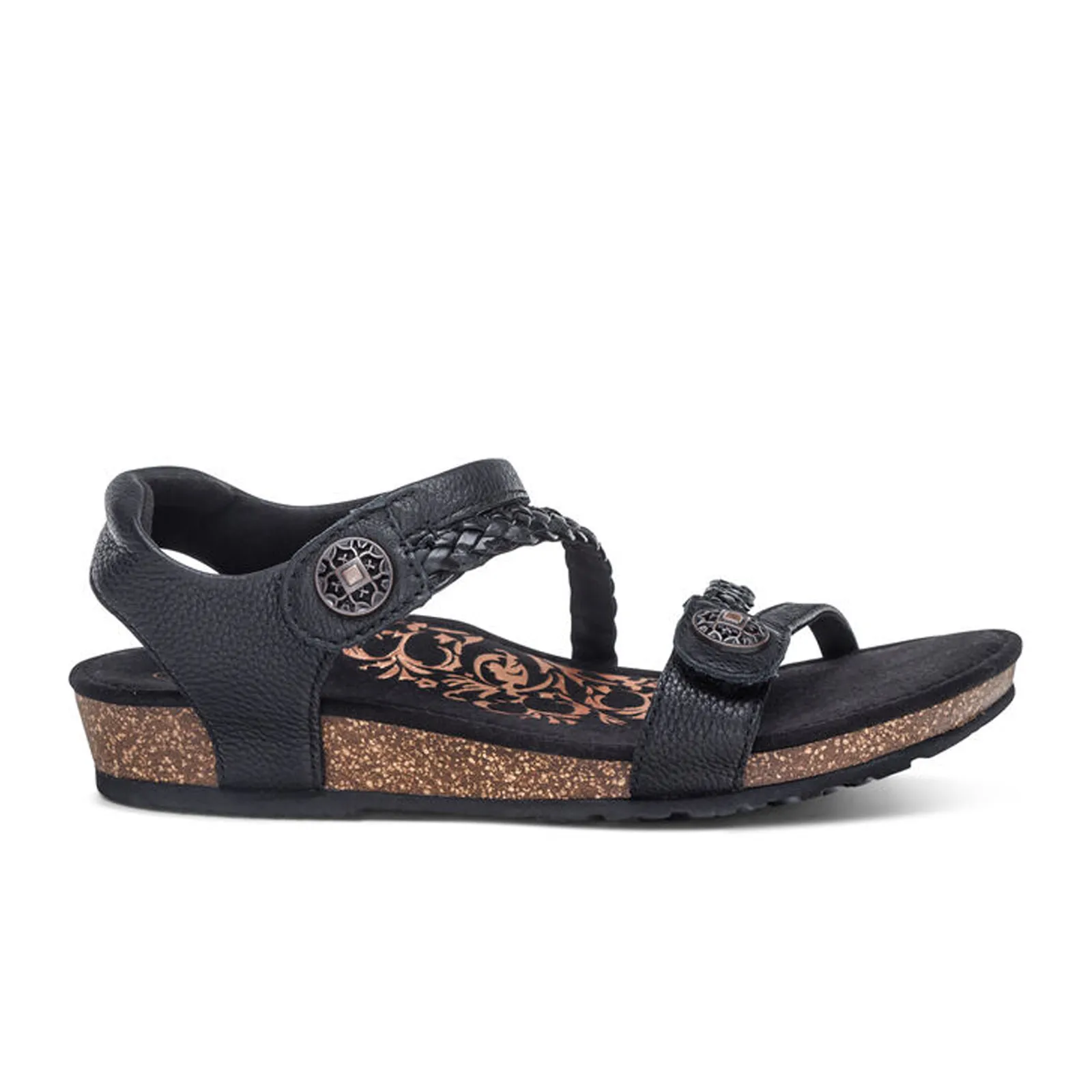 Aetrex Jillian Braided Backstrap Sandal (Women) - Black