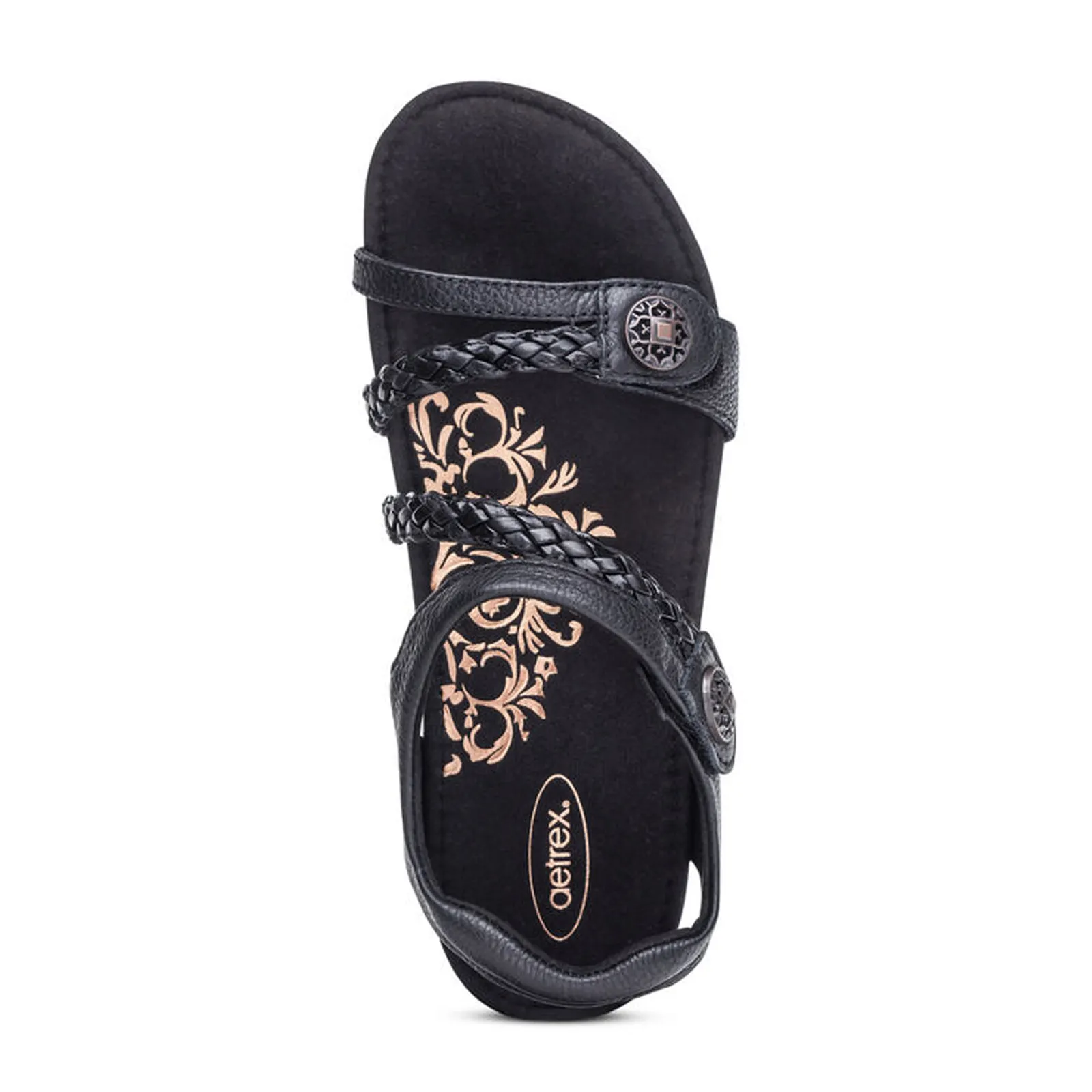 Aetrex Jillian Braided Backstrap Sandal (Women) - Black
