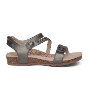 Aetrex Jillian Braided Backstrap Sandal (Women) - Gunmetal