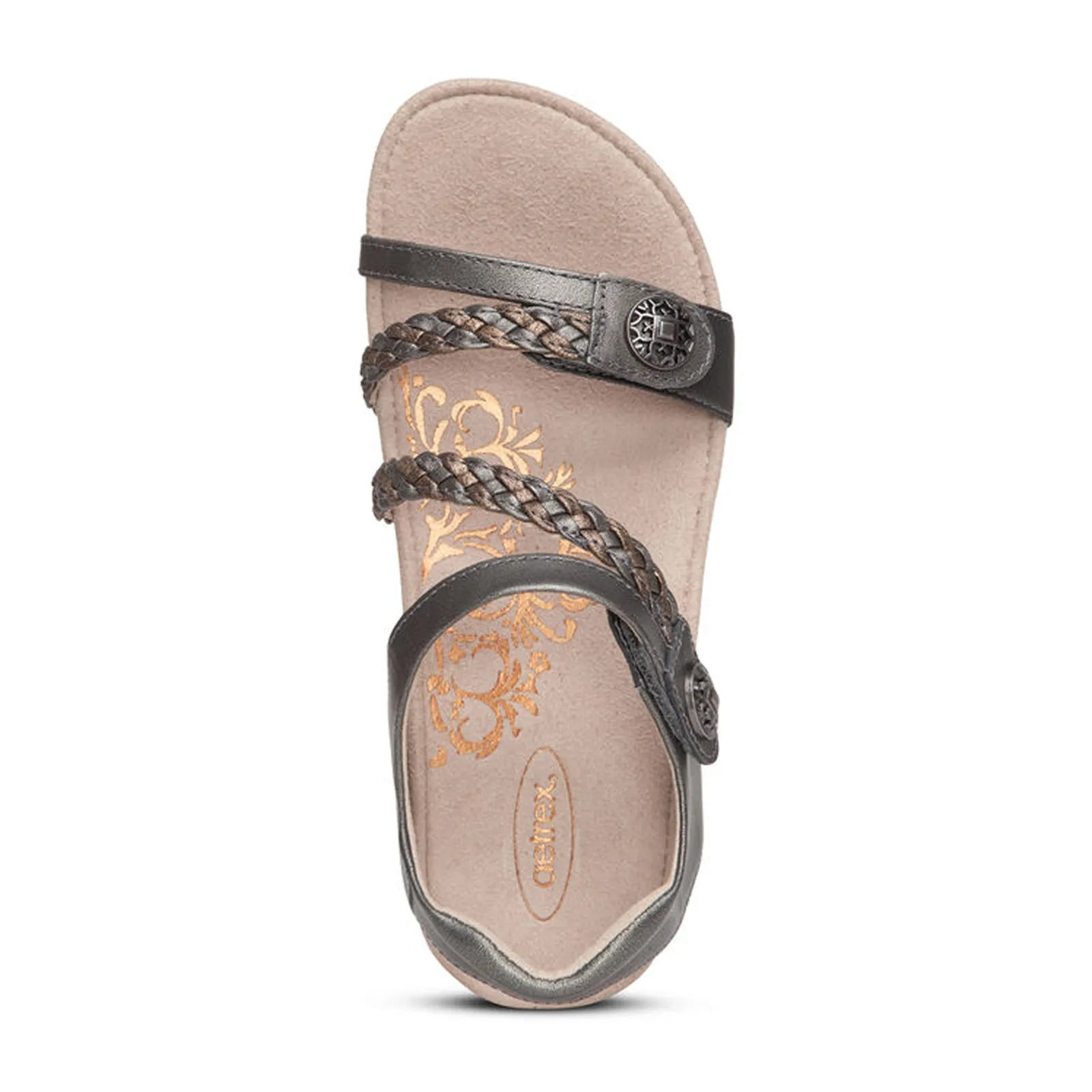 Aetrex Jillian Braided Backstrap Sandal (Women) - Gunmetal