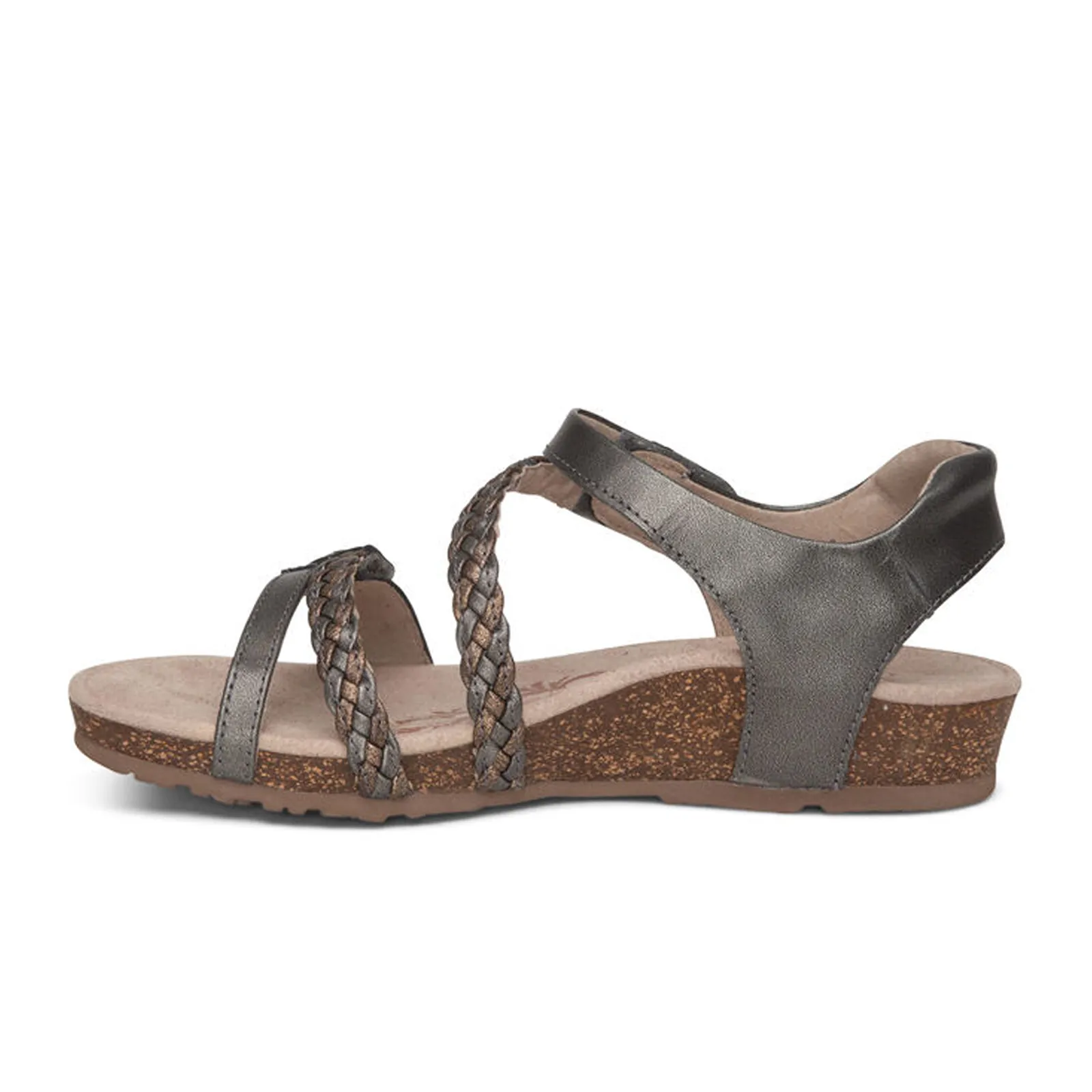 Aetrex Jillian Braided Backstrap Sandal (Women) - Gunmetal