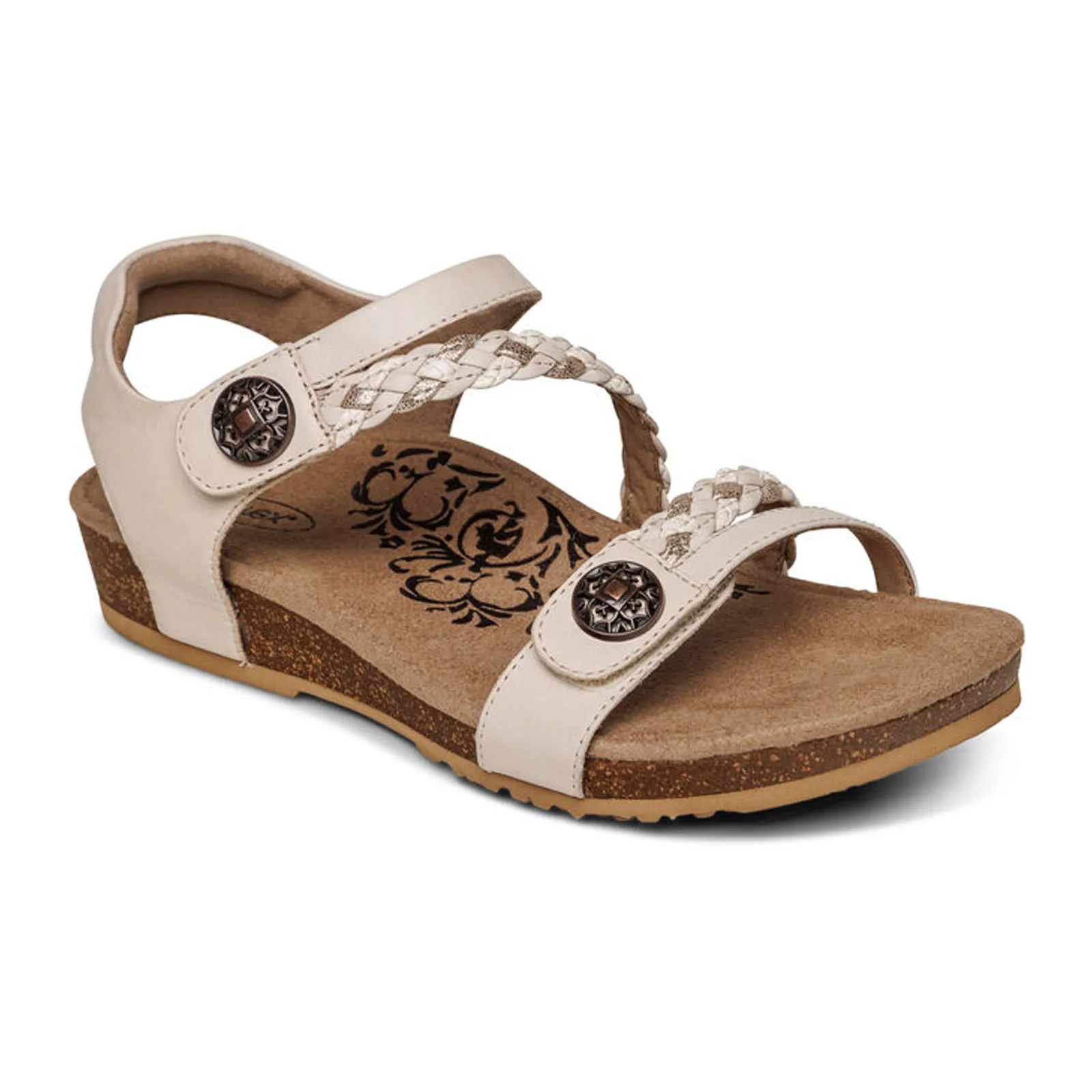 Aetrex Jillian Braided Backstrap Sandal (Women) - Ivory