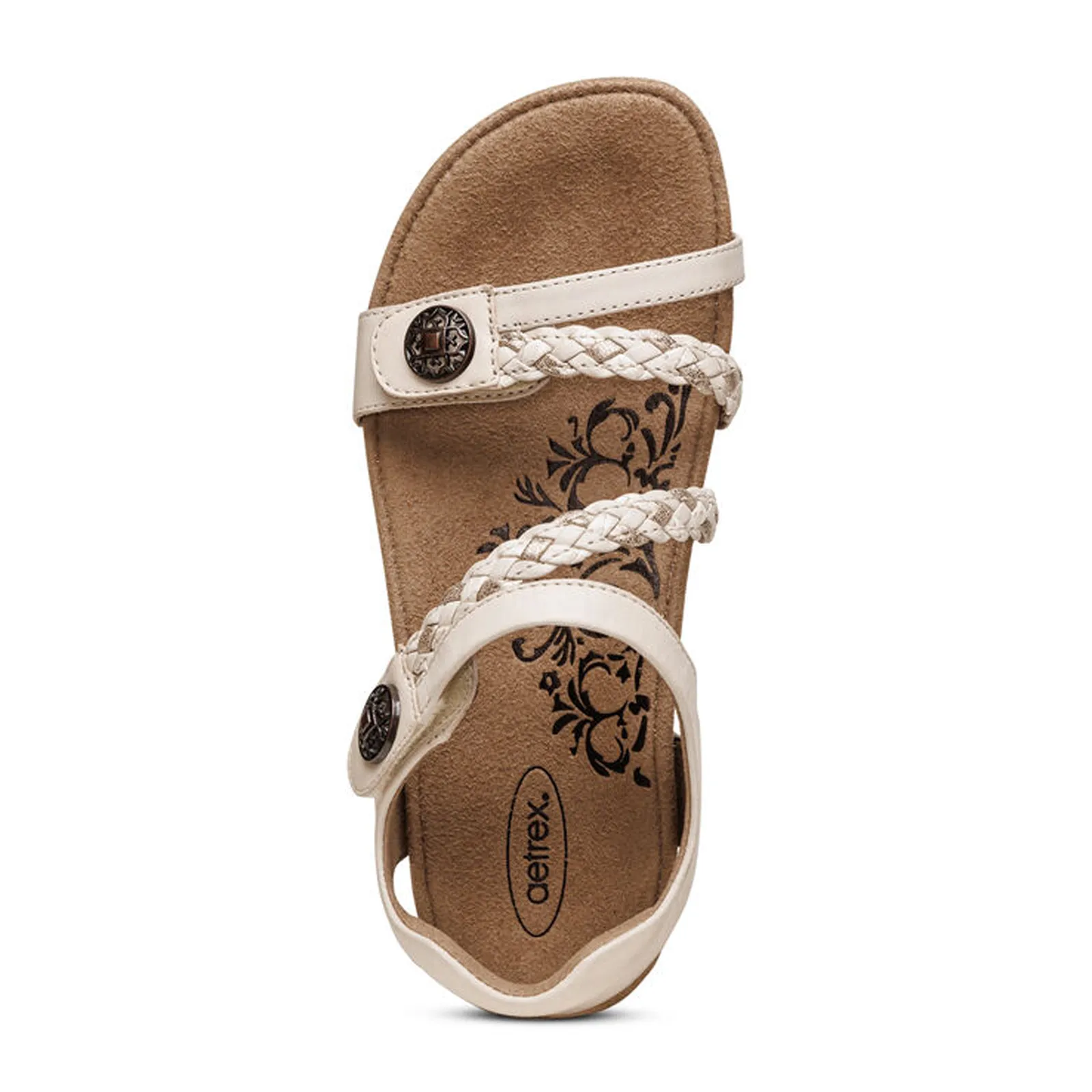 Aetrex Jillian Braided Backstrap Sandal (Women) - Ivory