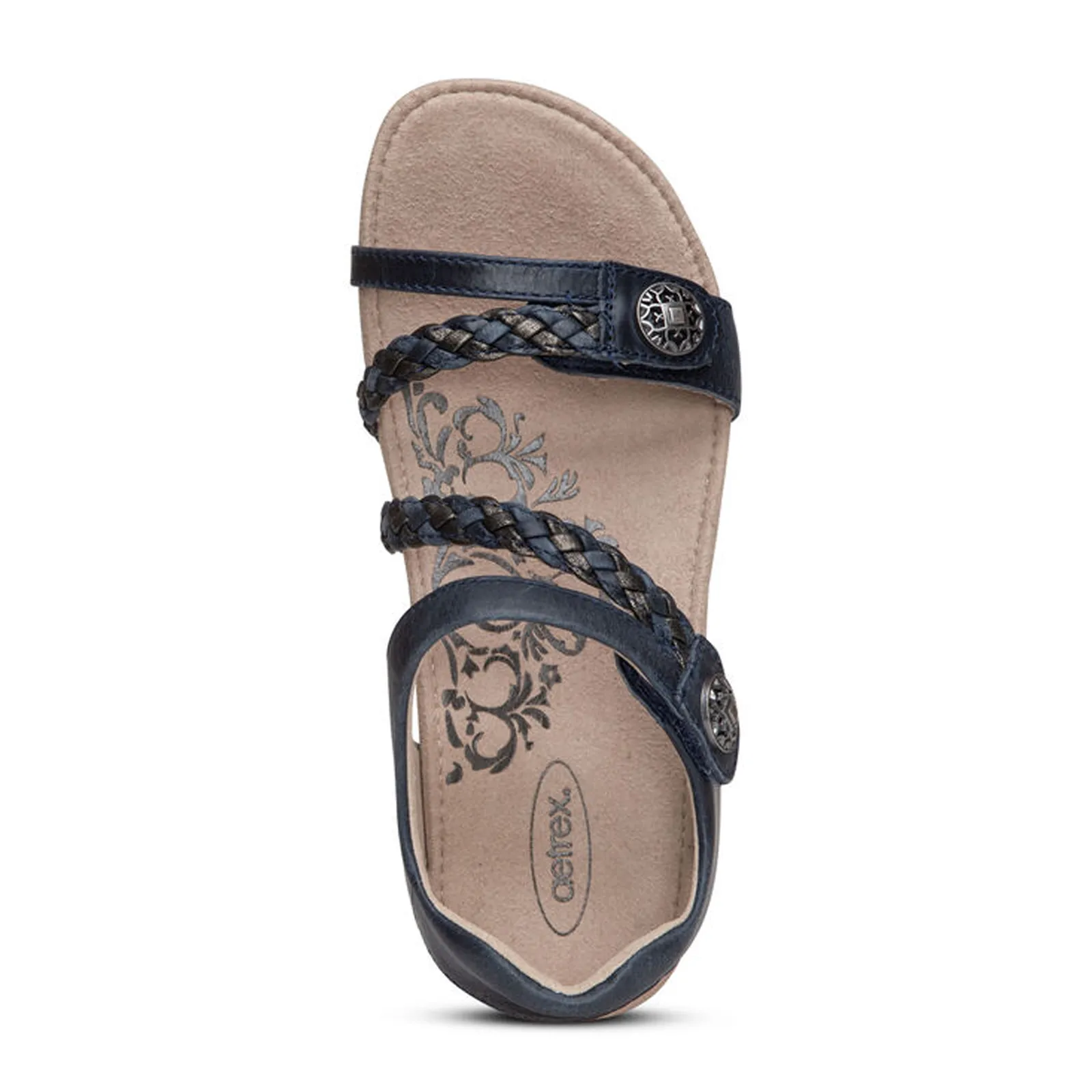 Aetrex Jillian Braided Backstrap Sandal (Women) - Navy