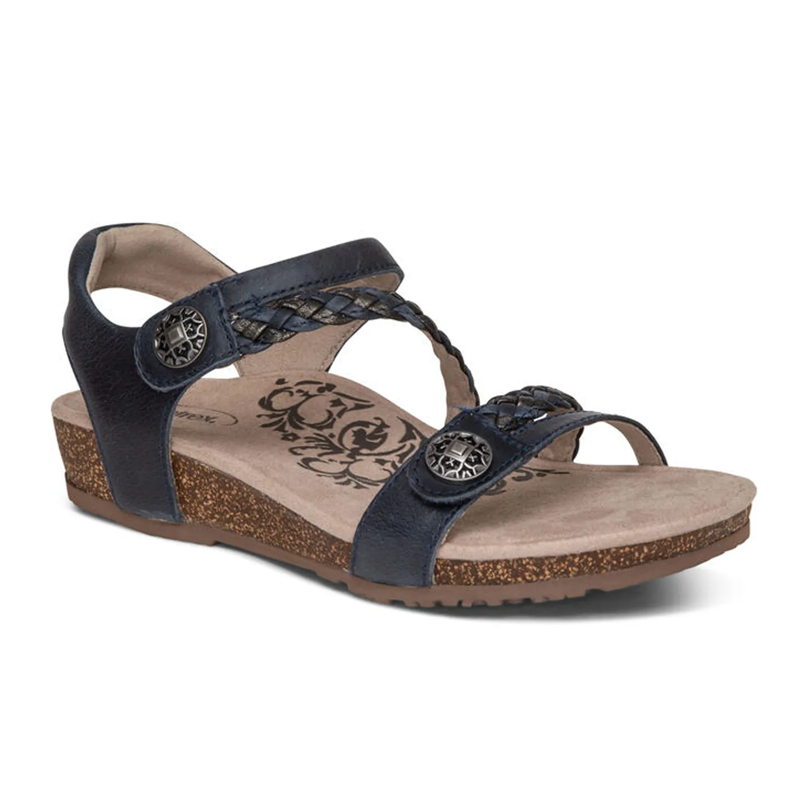 Aetrex Jillian Braided Backstrap Sandal (Women) - Navy