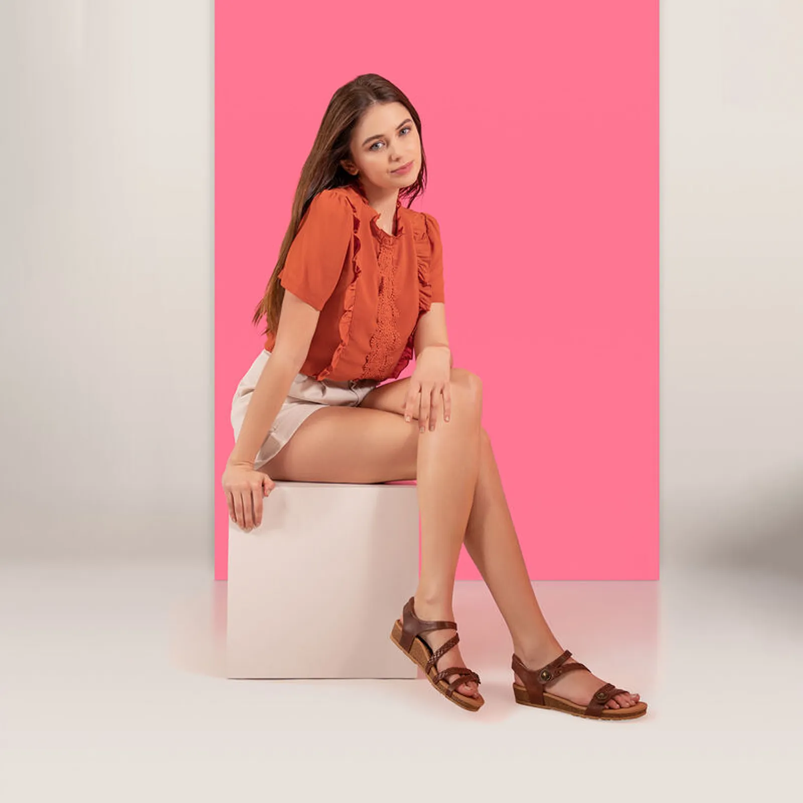 Aetrex Jillian Braided Backstrap Sandal (Women) - Walnut