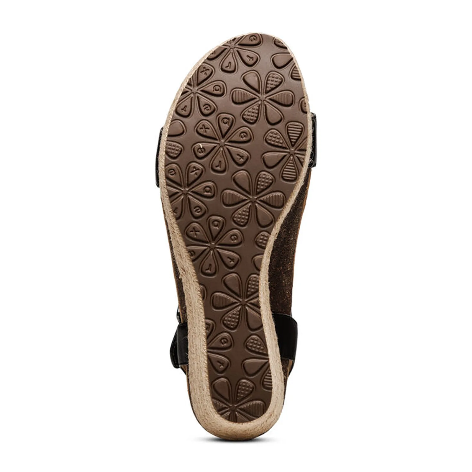 Aetrex Sydney Wedge Sandal (Women) - Black Leather