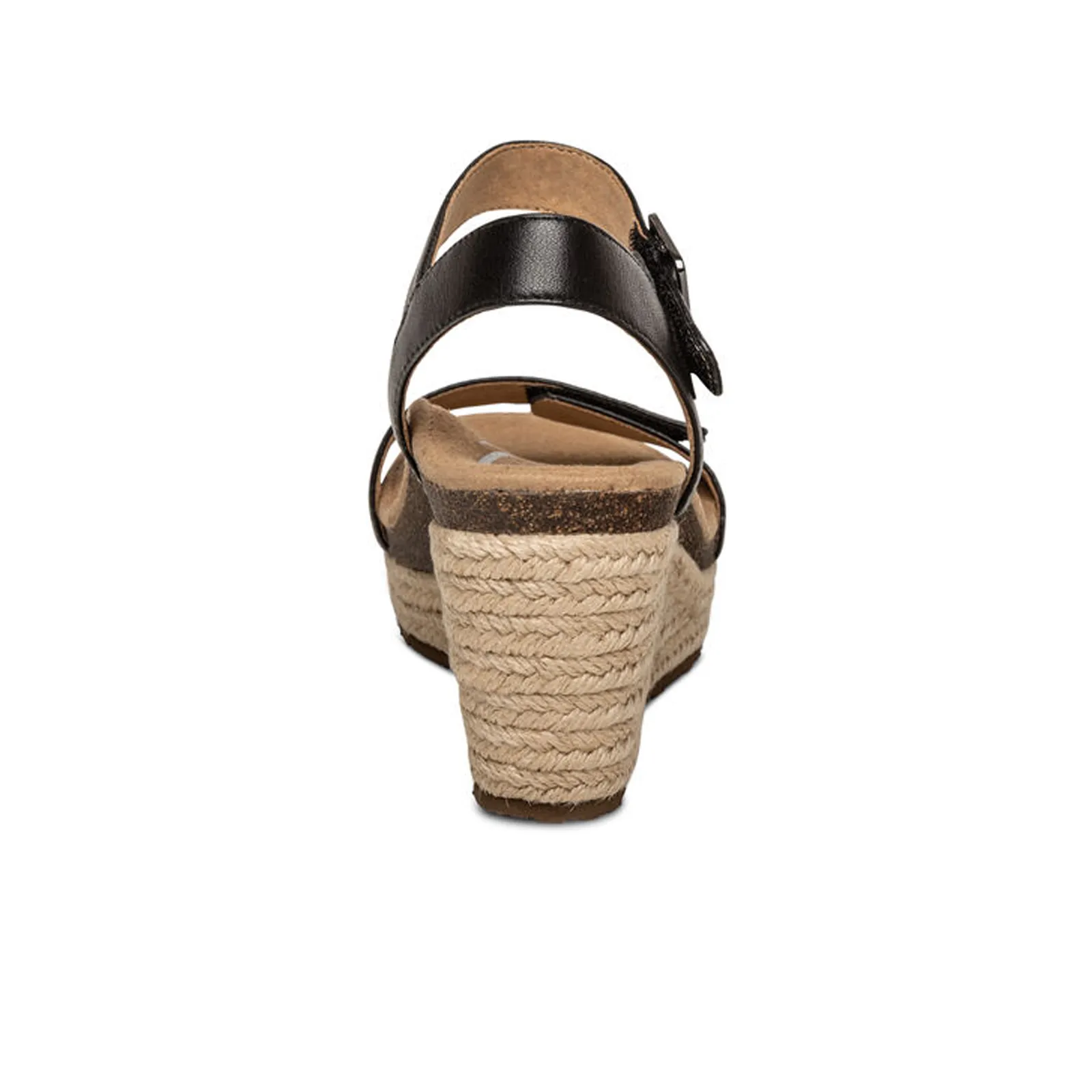 Aetrex Sydney Wedge Sandal (Women) - Black Leather