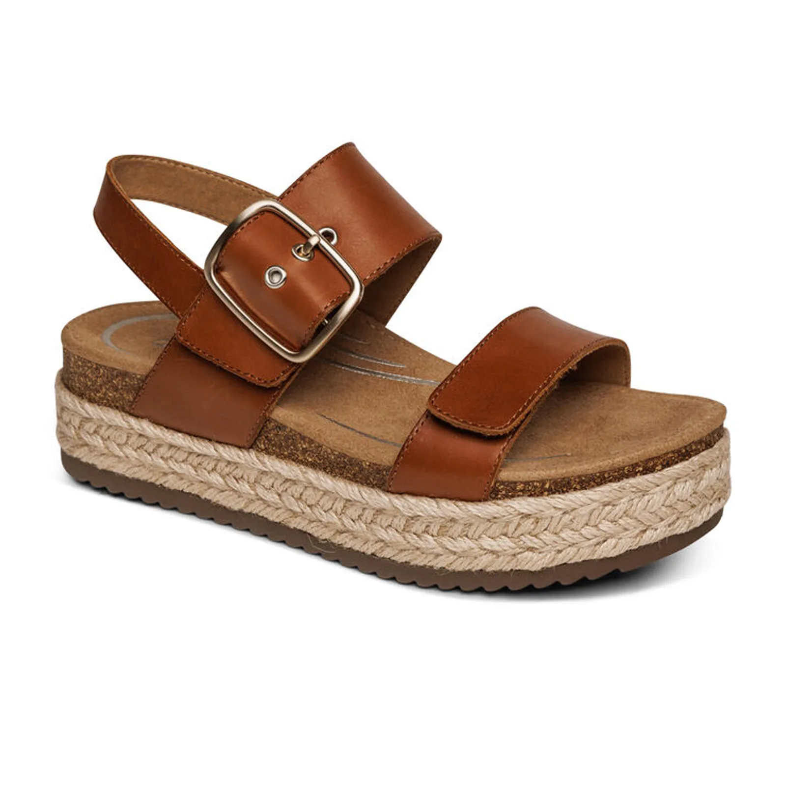 Aetrex Vania Platform Sandal (Women) - Cognac