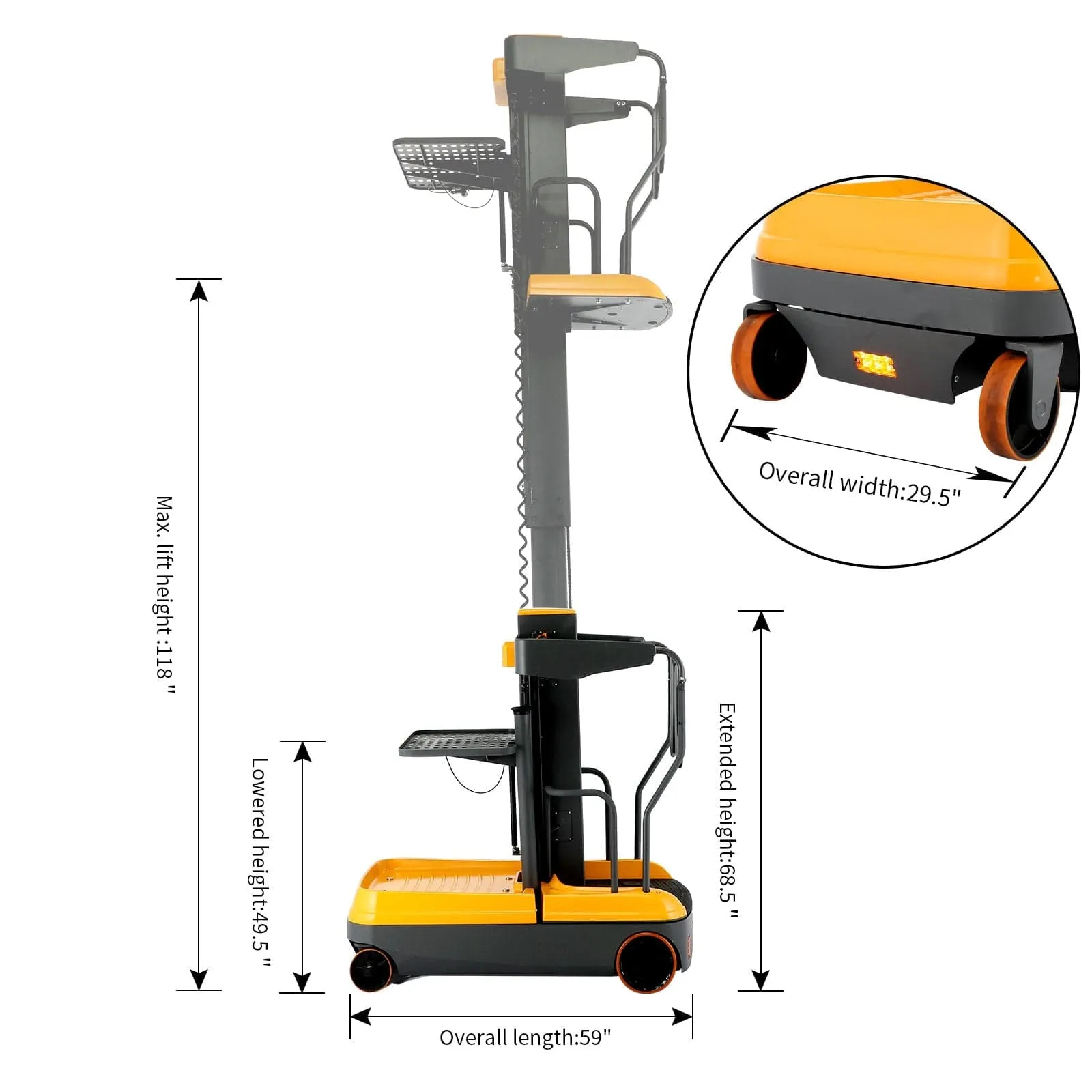 Apollolift  Fully Electric Mini Order Picker With Load Tray 200lbs. Capacity - A-5001