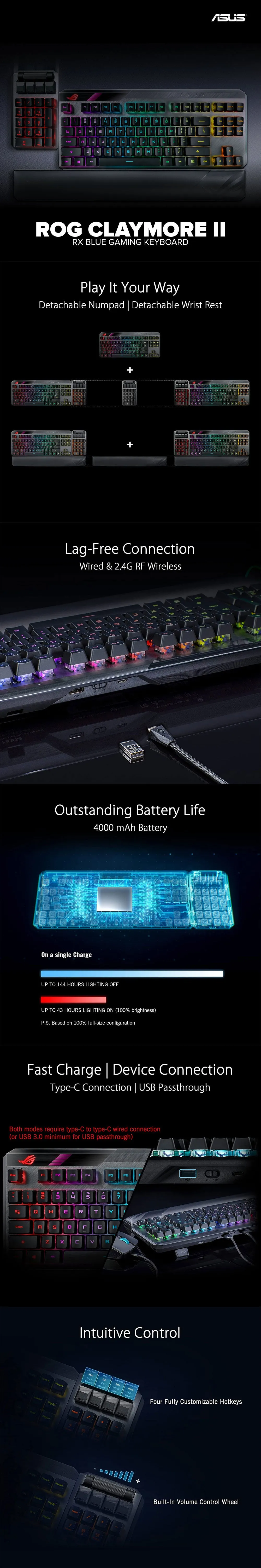 Asus ROG Claymore II RX Blue Gaming Keyboard