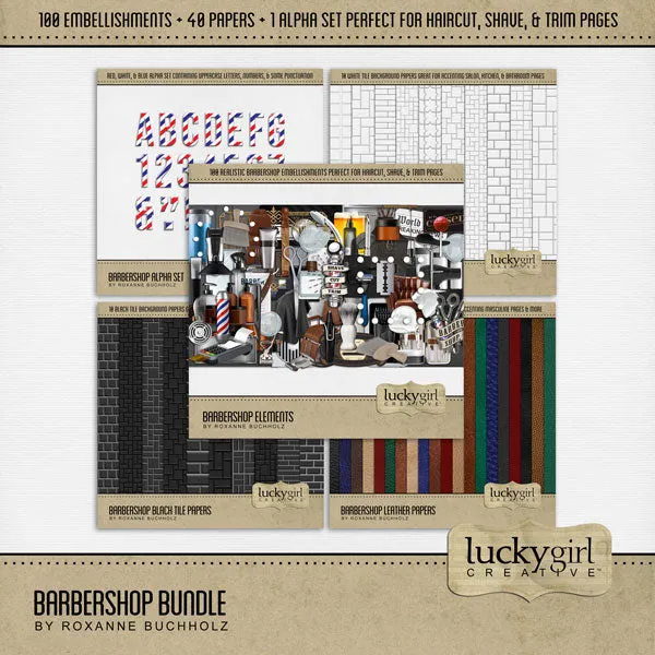Barbershop Leather Papers Digital Scrapbook Kit