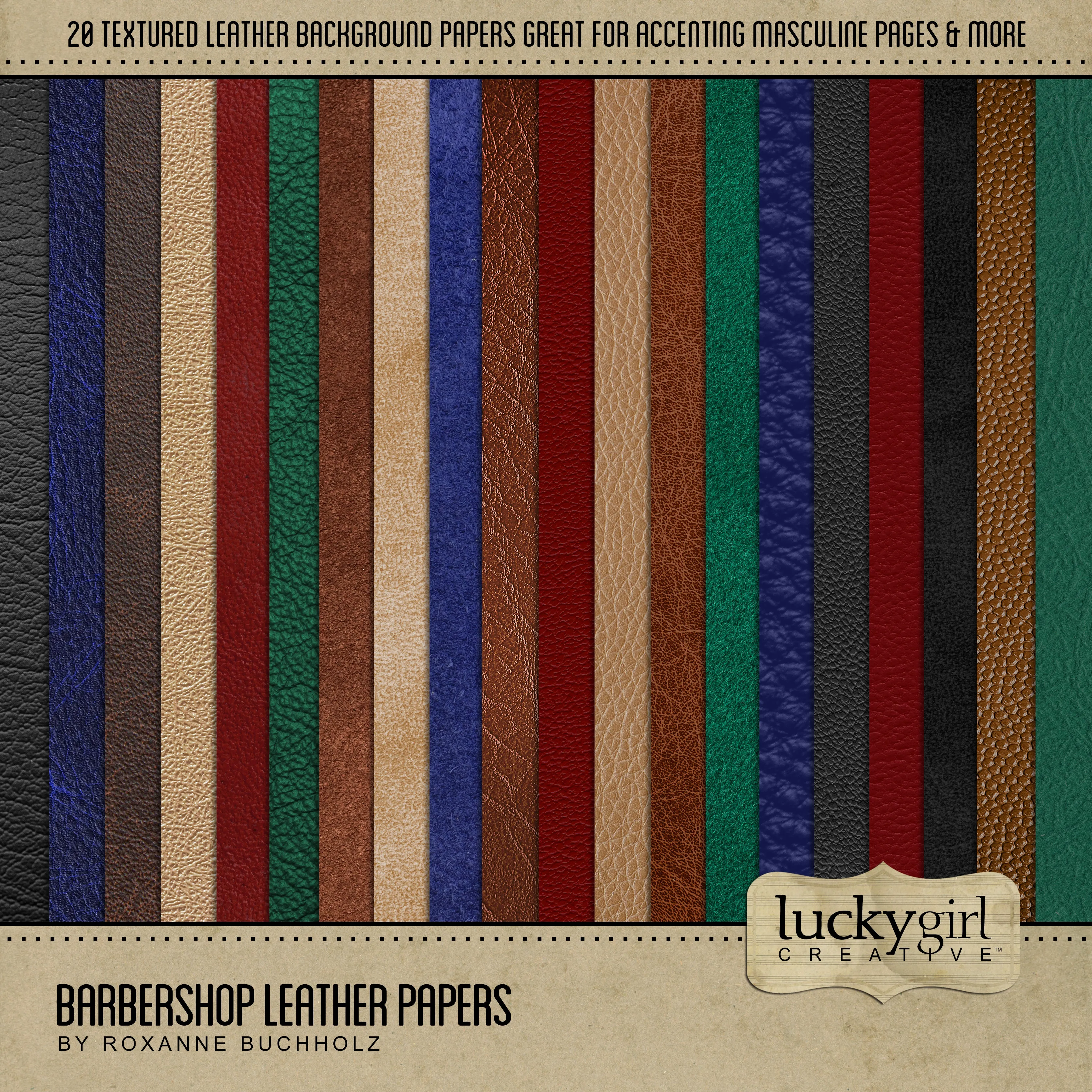 Barbershop Leather Papers Digital Scrapbook Kit