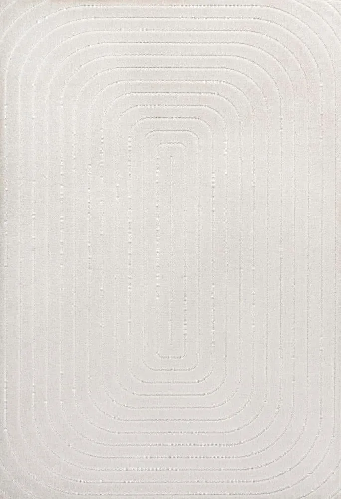 Baya High-Low Modern Scandinavian Arch Stripe Monotone Indoor/Outdoor Area Rug