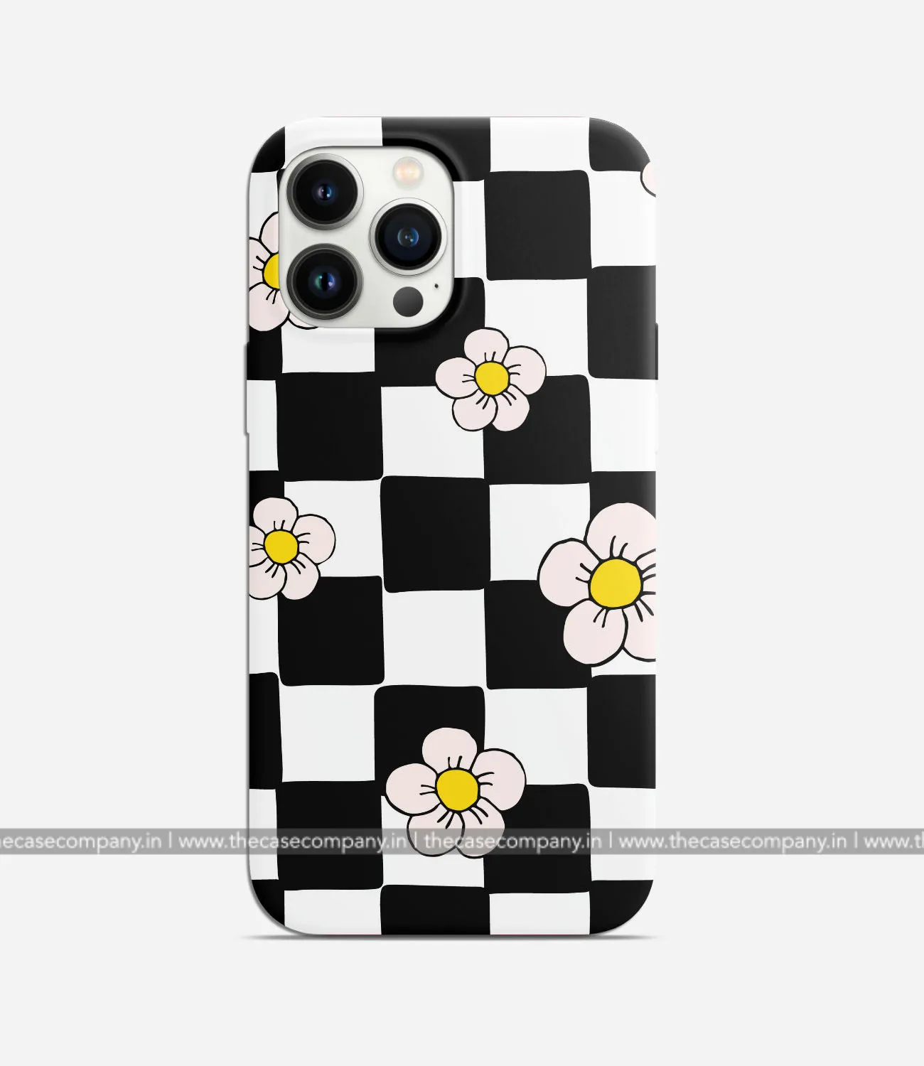 Black & White Daisy Checkered Print Case