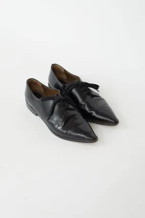Black Leather Pointed Toe Oxford