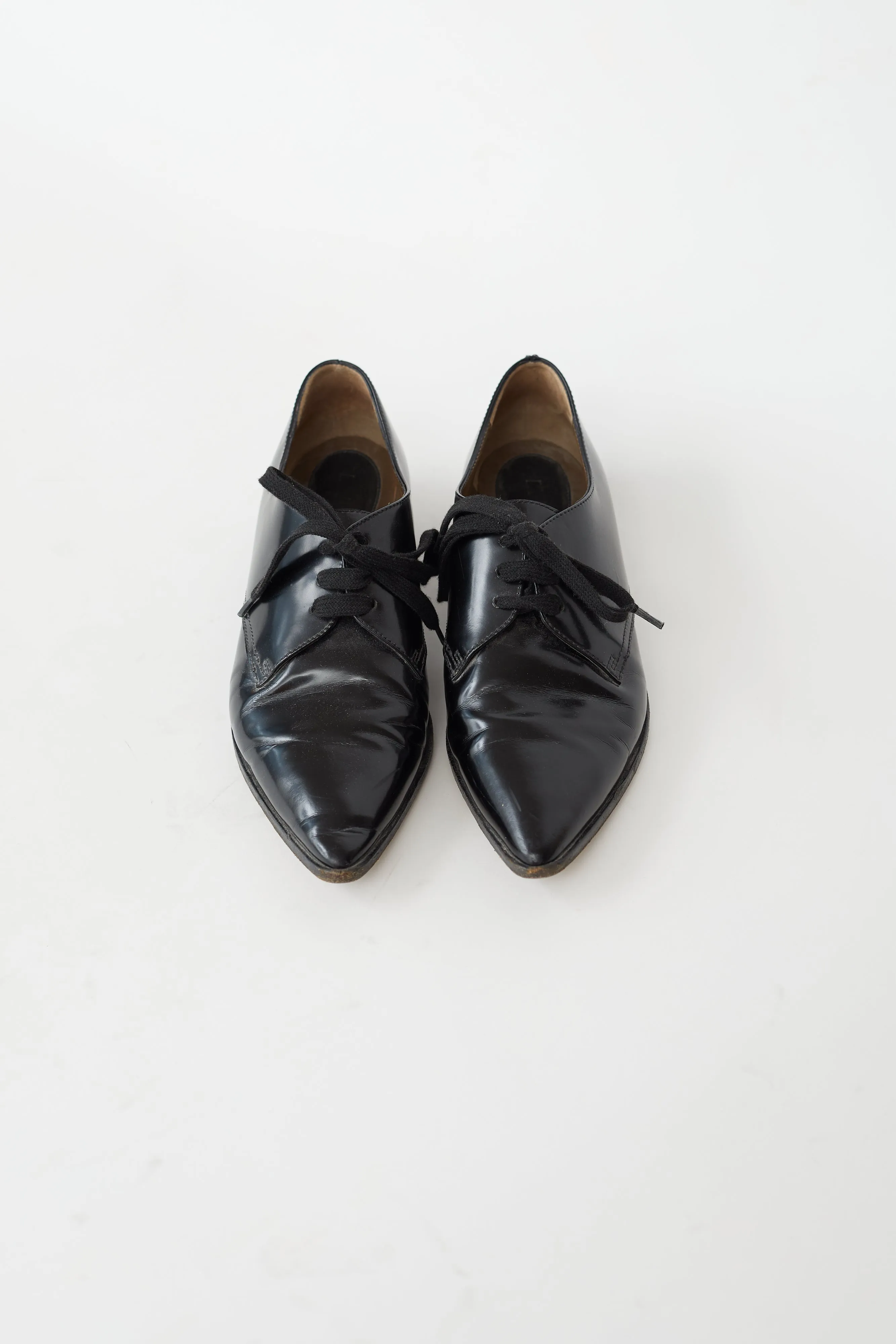Black Leather Pointed Toe Oxford