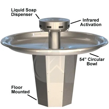 Bradley SN2008 Sentry Washfountain,  54", Circular, IR Activated, A Drain
