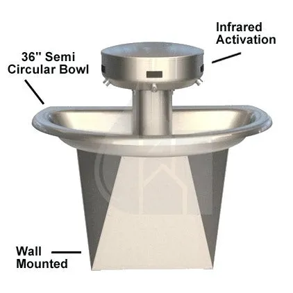 Bradley SN2023 Sentry Washfountain, 36", Semi-Circular, IR Activated, B Drain