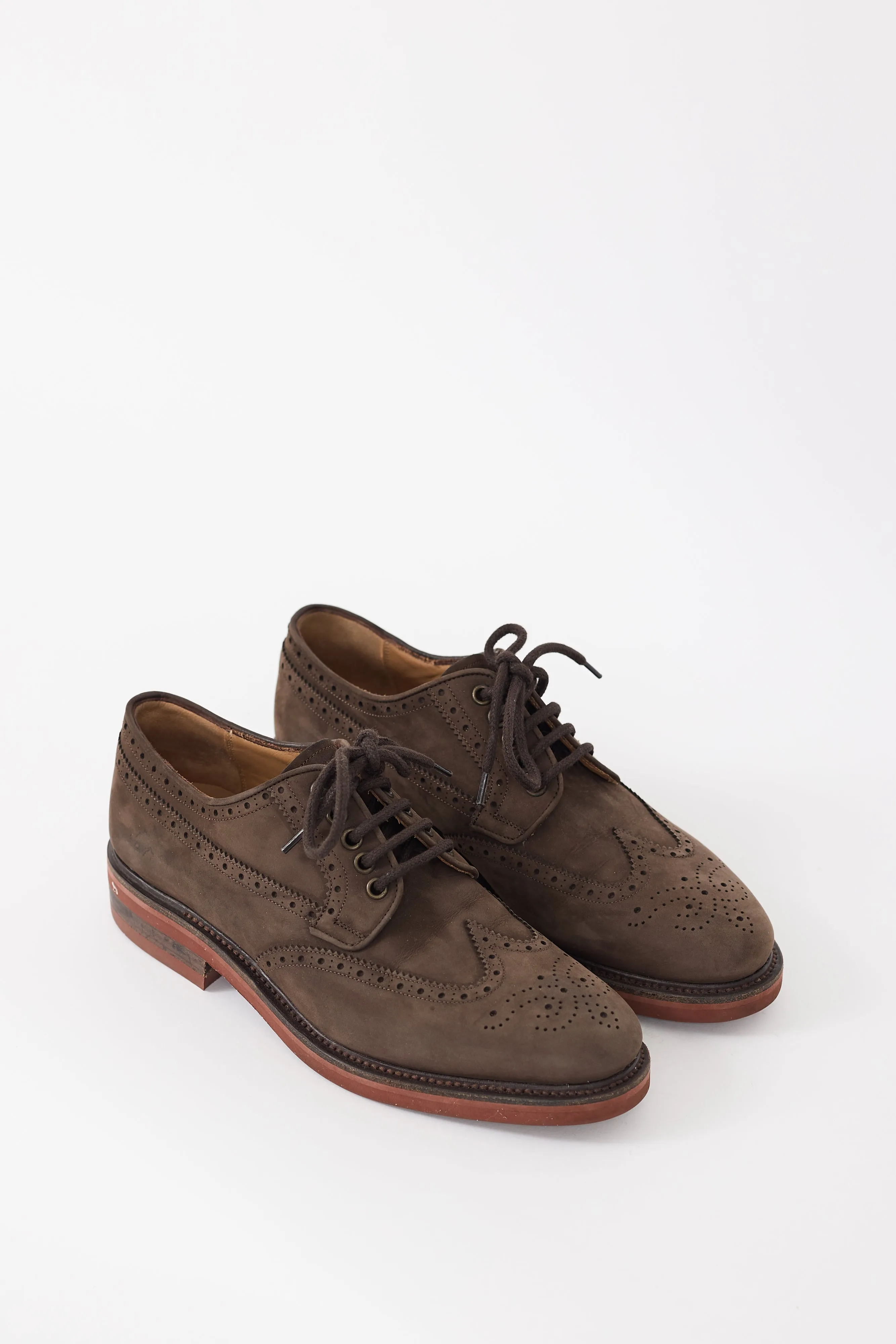 Brown Suede Brogue Derby