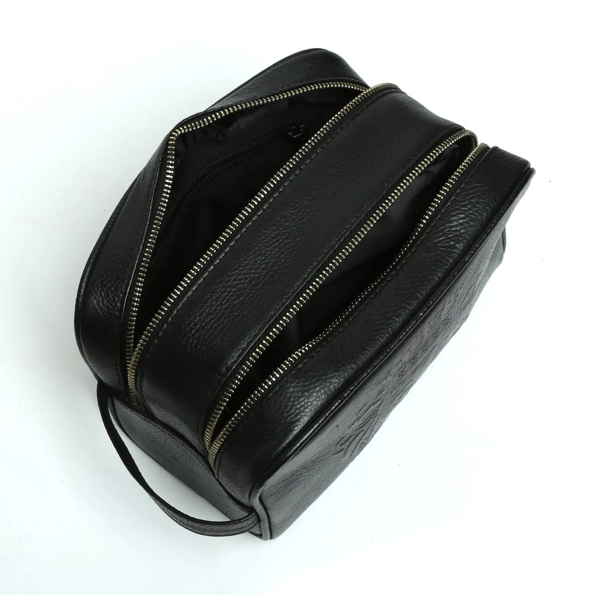 Brune & Bareskin Black toiletry kit bag with Two zip compartment