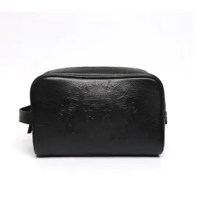 Brune & Bareskin Black toiletry kit bag with Two zip compartment