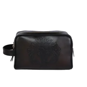 Brune & Bareskin Brown Color Leather Shaving Kit / Bathroom Kit