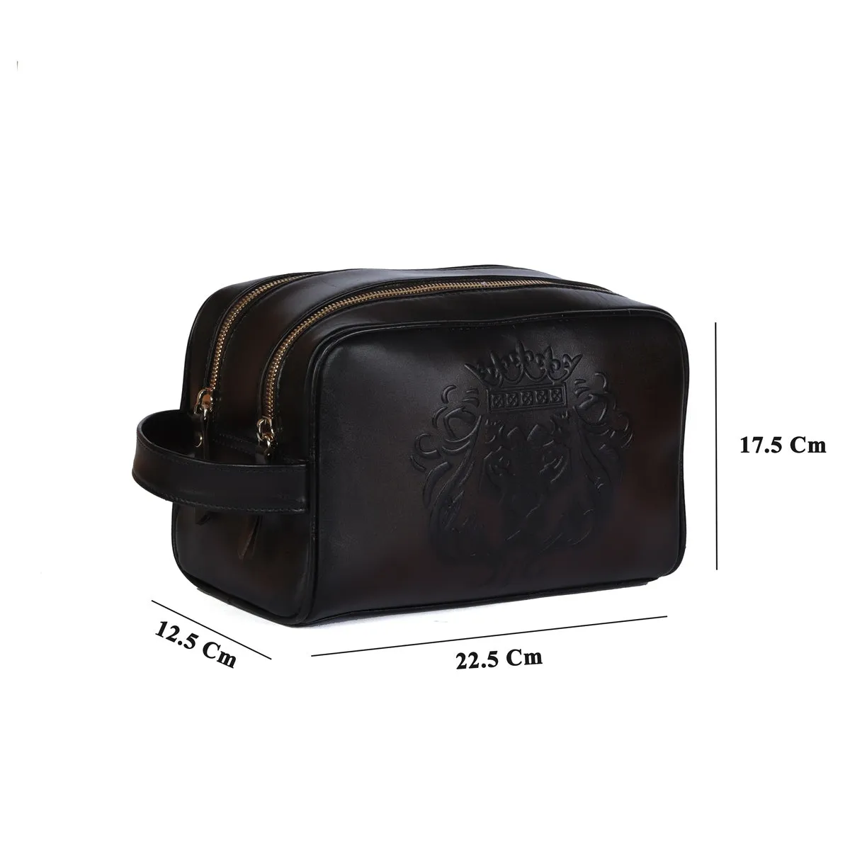 Brune & Bareskin Brown Color Leather Shaving Kit / Bathroom Kit