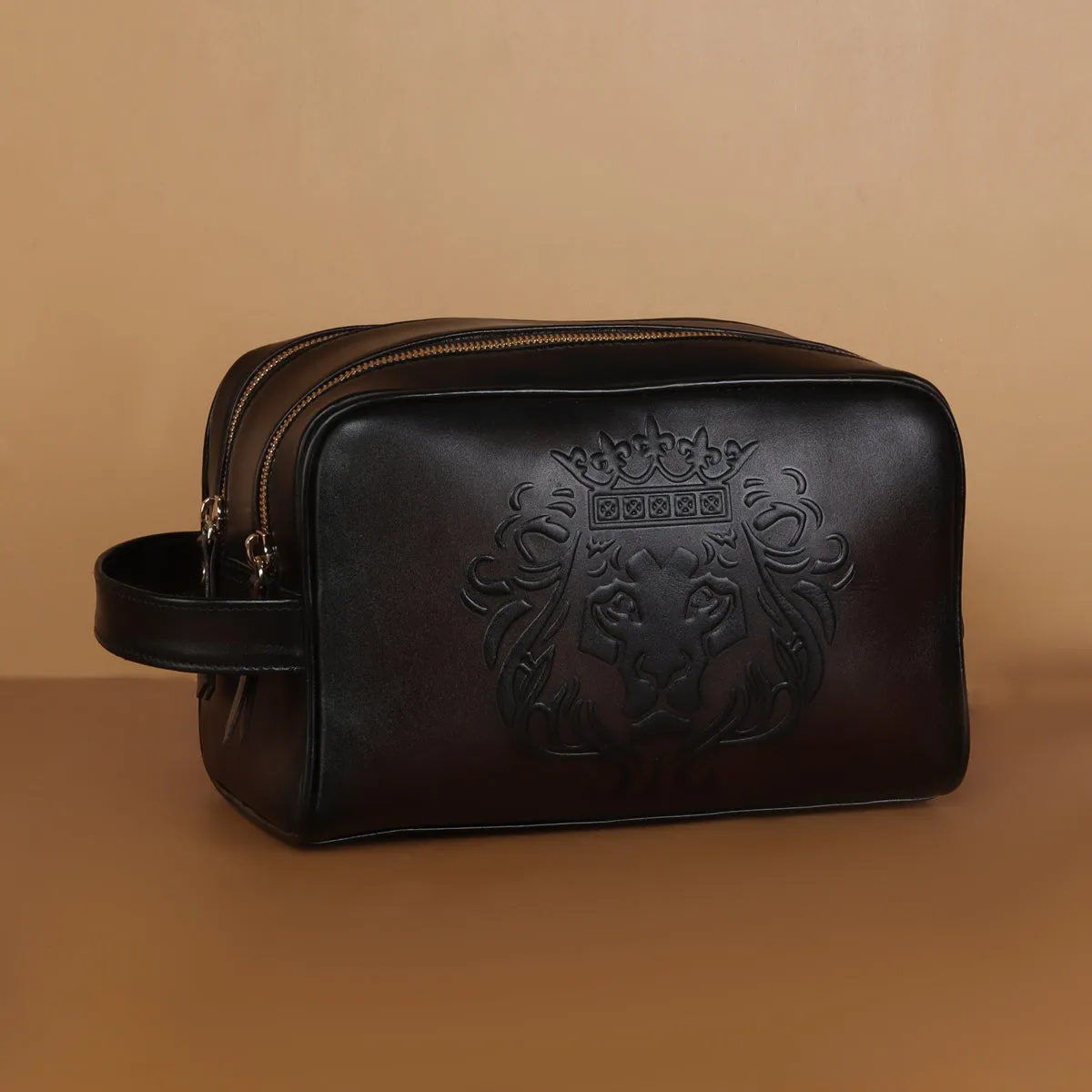 Brune & Bareskin Brown Color Leather Shaving Kit / Bathroom Kit