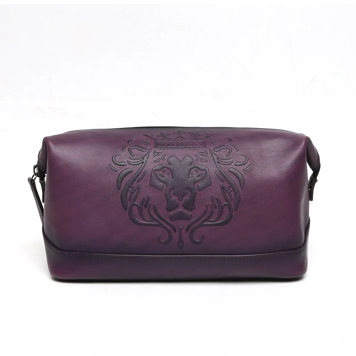 BRUNE & BARESKIN PURPLE COLOR KIT BAG WITH BARE SKIN LION LOGO EMBOSSED