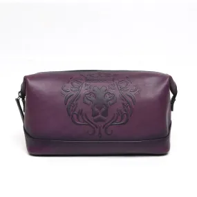 BRUNE & BARESKIN PURPLE COLOR KIT BAG WITH BARE SKIN LION LOGO EMBOSSED