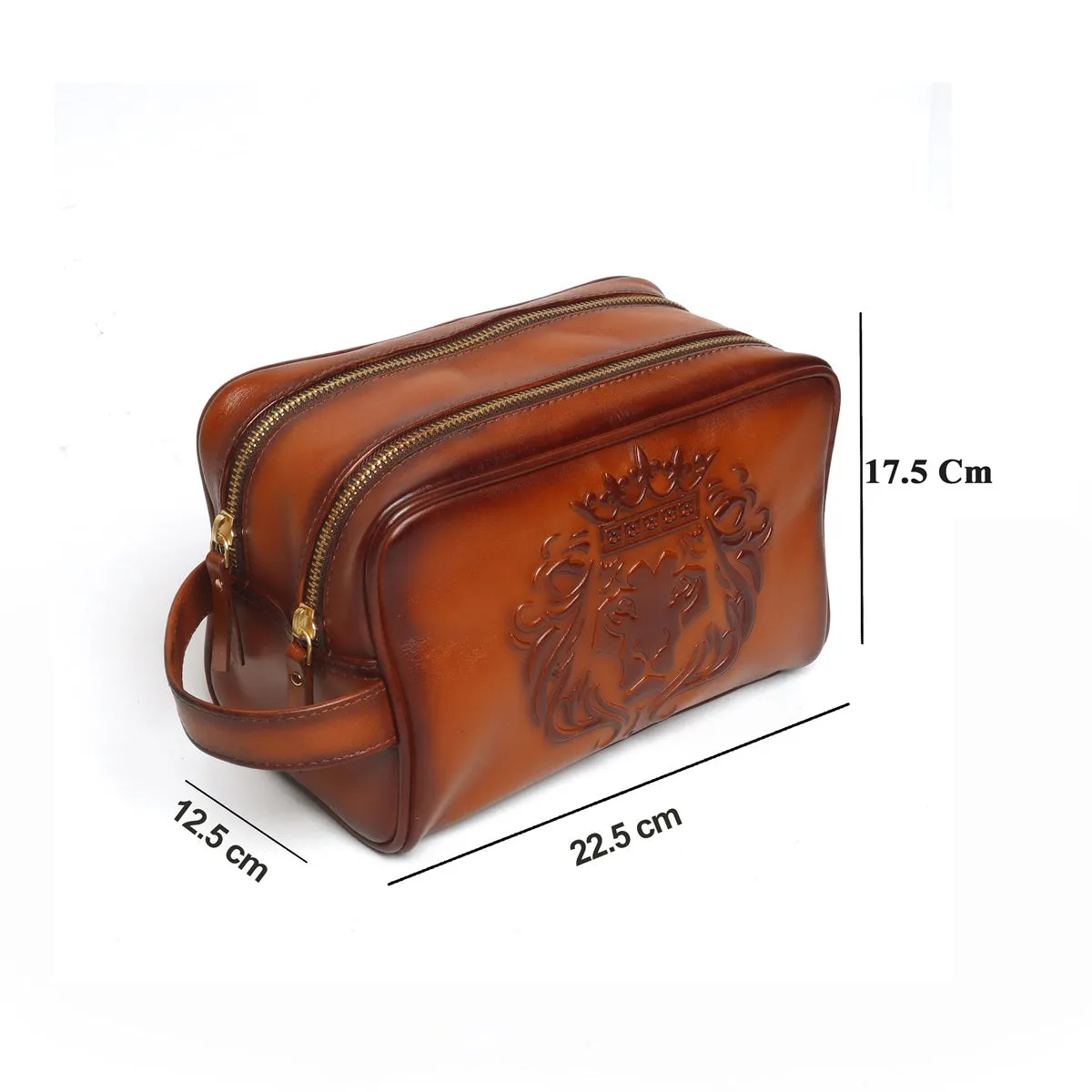 Brune & Bareskin Tan Color Leather Shaving Kit / Bathroom Kit