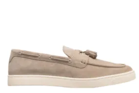 Brunello Cucinelli Suede Leather Tassle Loafers in Light Brown