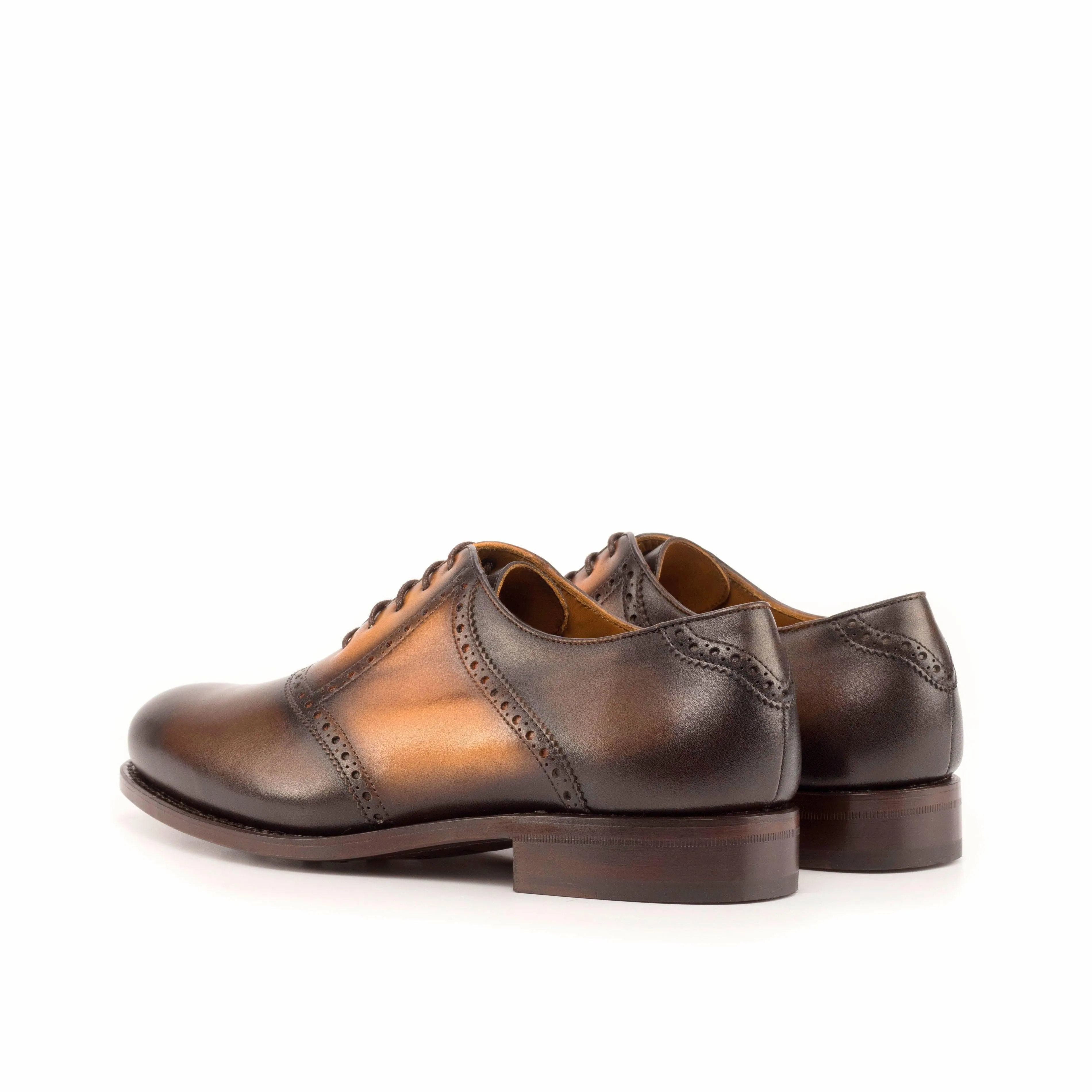 Burnished Brown Leather Saddle Shoes