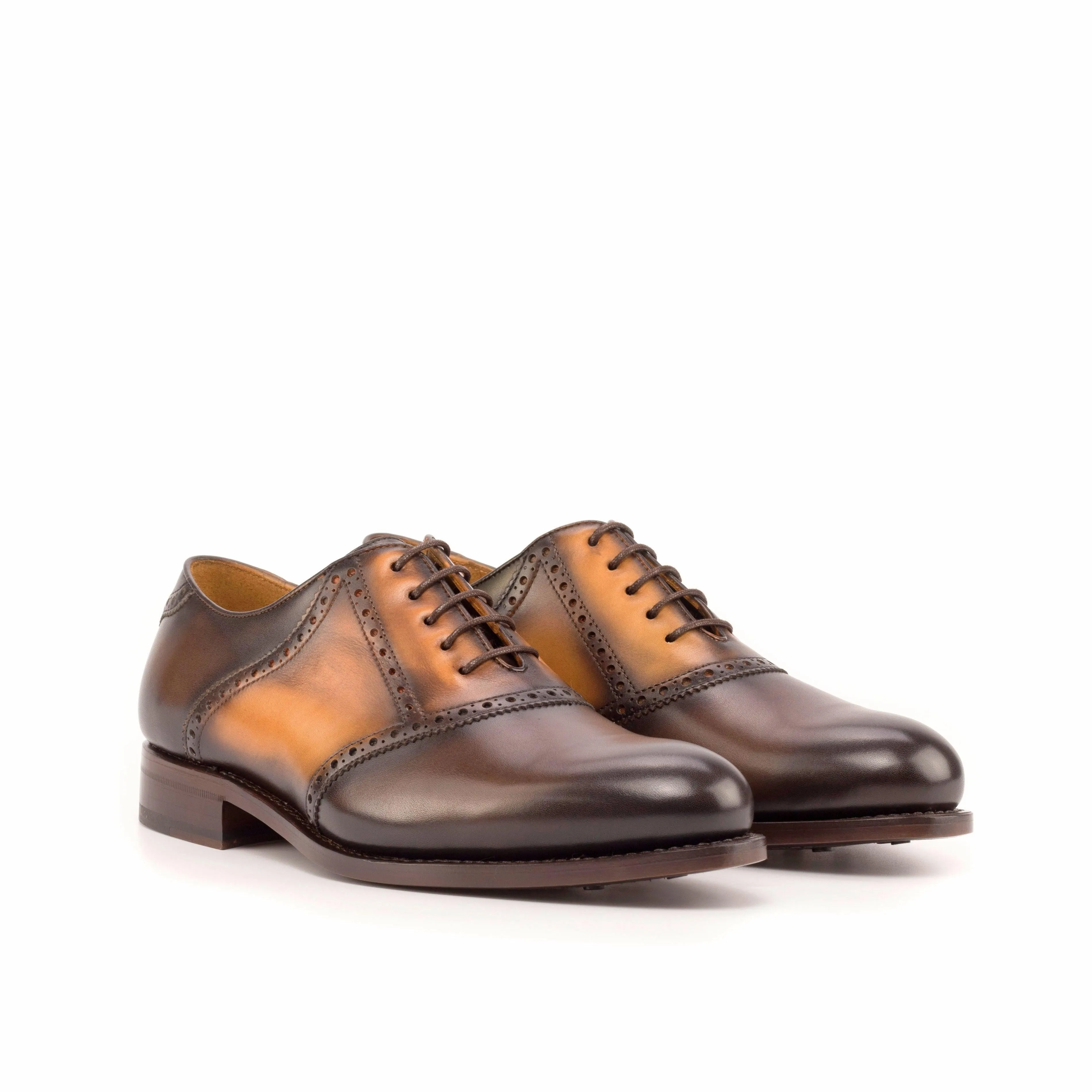 Burnished Brown Leather Saddle Shoes