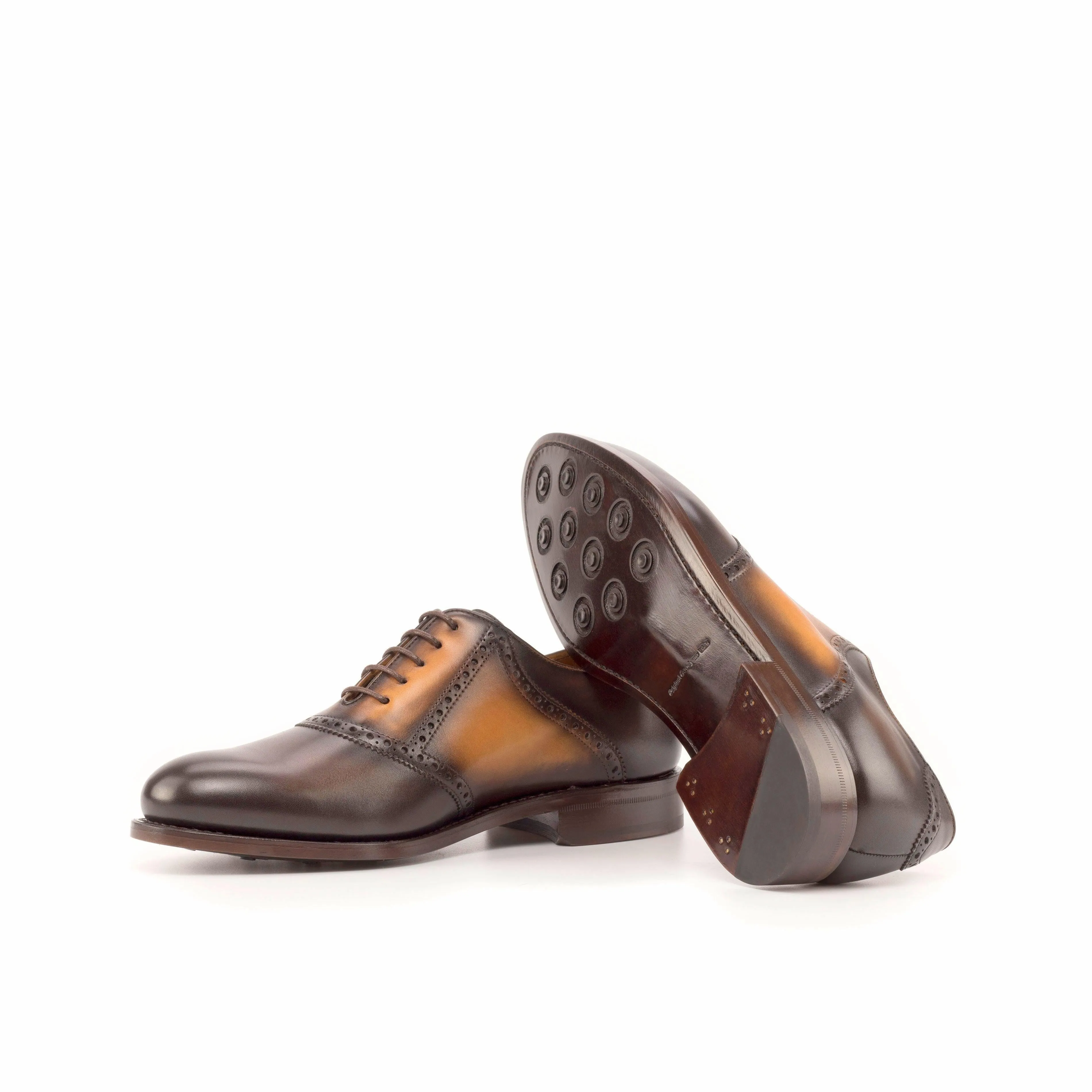 Burnished Brown Leather Saddle Shoes
