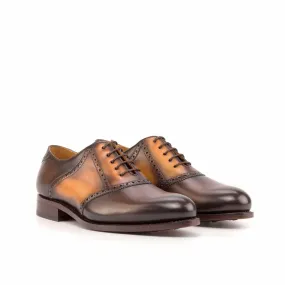 Burnished Brown Leather Saddle Shoes