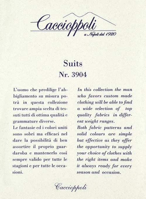 Caccioppoli Wool Blue Chebio Suit