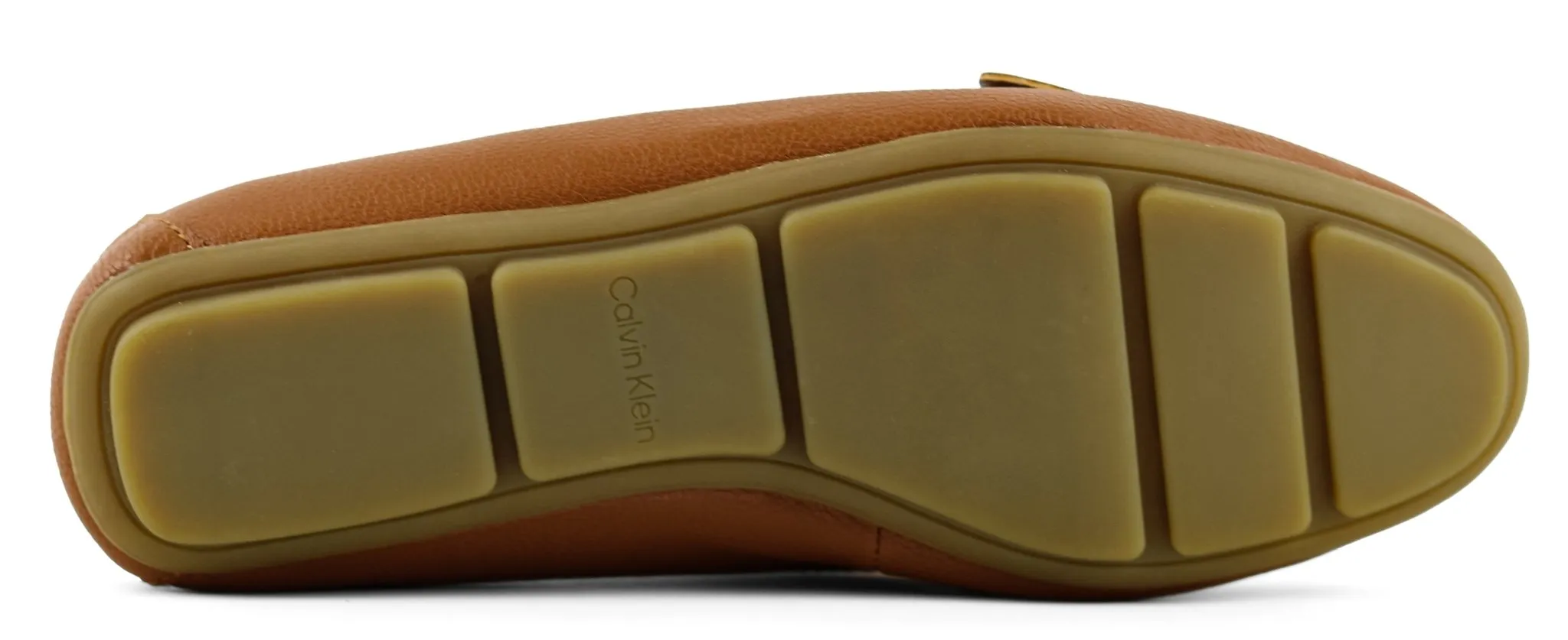 CALVIN KLEIN Cognac Leta Pebbled Leather Loafers