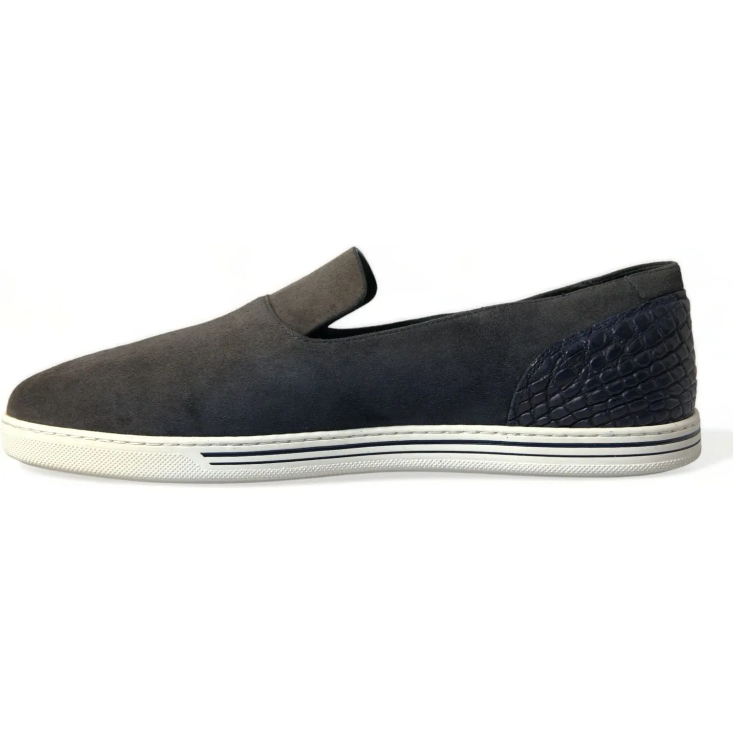 Dolce & Gabbana Elegant Blue Suede & Crocodile Slippers