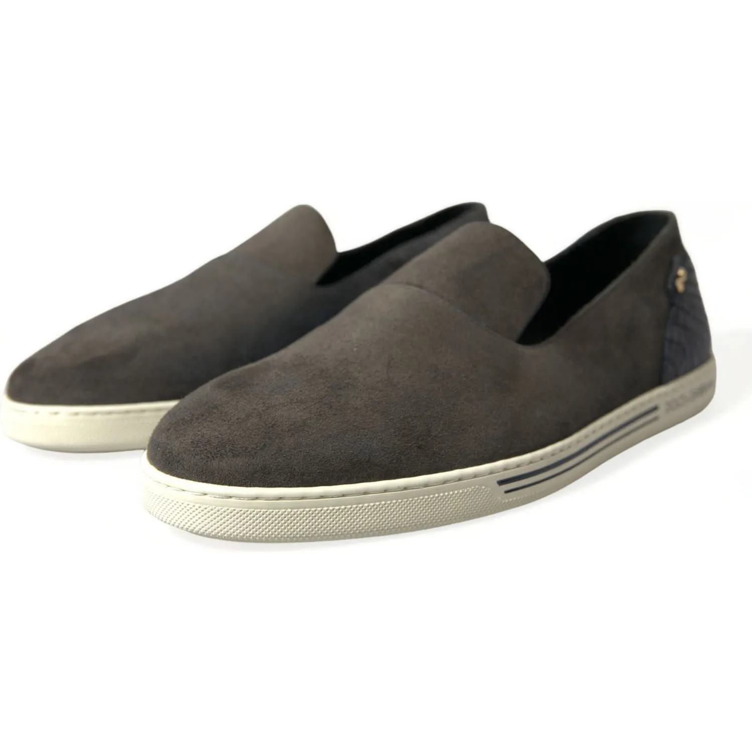 Dolce & Gabbana Elegant Blue Suede & Crocodile Slippers