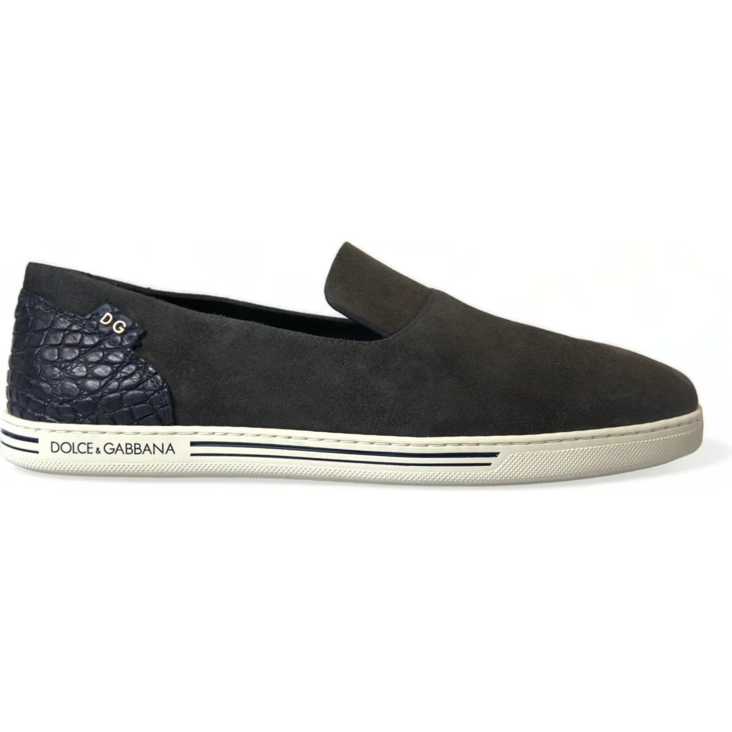 Dolce & Gabbana Elegant Blue Suede & Crocodile Slippers