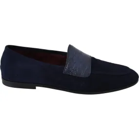 Dolce & Gabbana Elegant Blue Suede Leather Loafers