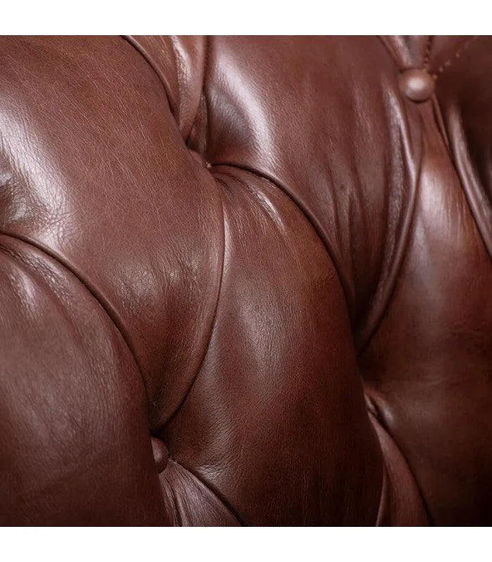 Figure It Out Chesterfield Brown Genuine Leather Sofa 4pc set