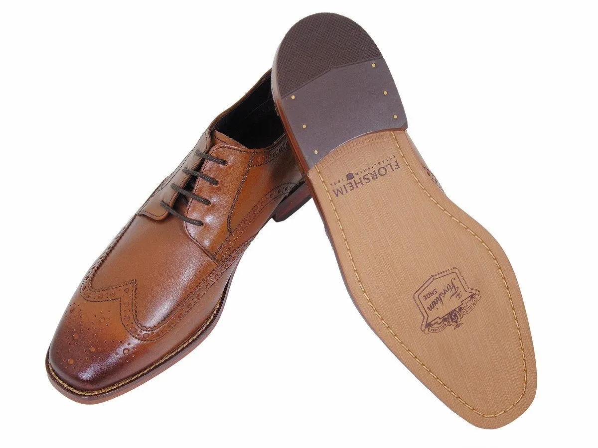 Florsheim 17919 100% Leather Young Men's Shoe - Wingtip Oxford - Saddle Tan