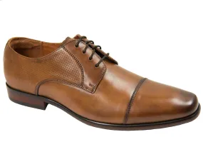 Florsheim 27584 Young Men's Dress Shoe- Cap Toe Oxford- Smooth with Perforations- Cognac
